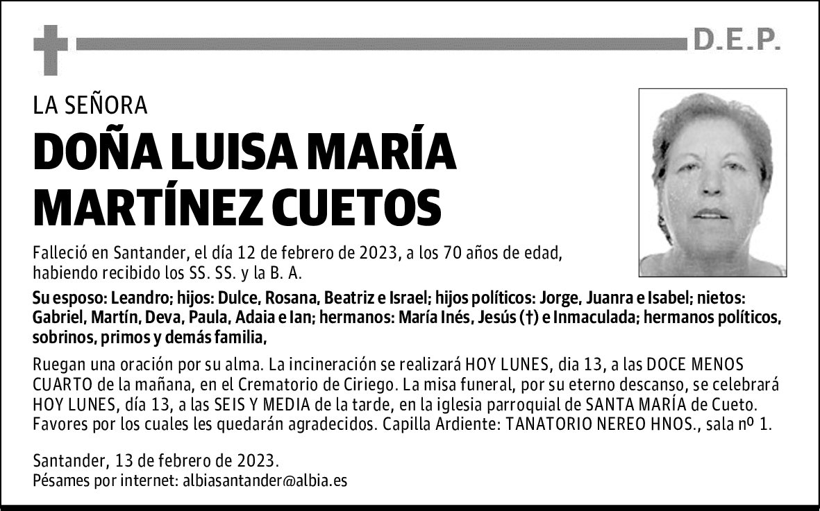 DOÑA LUISA MARÍA MARTÍNEZ CUETOS