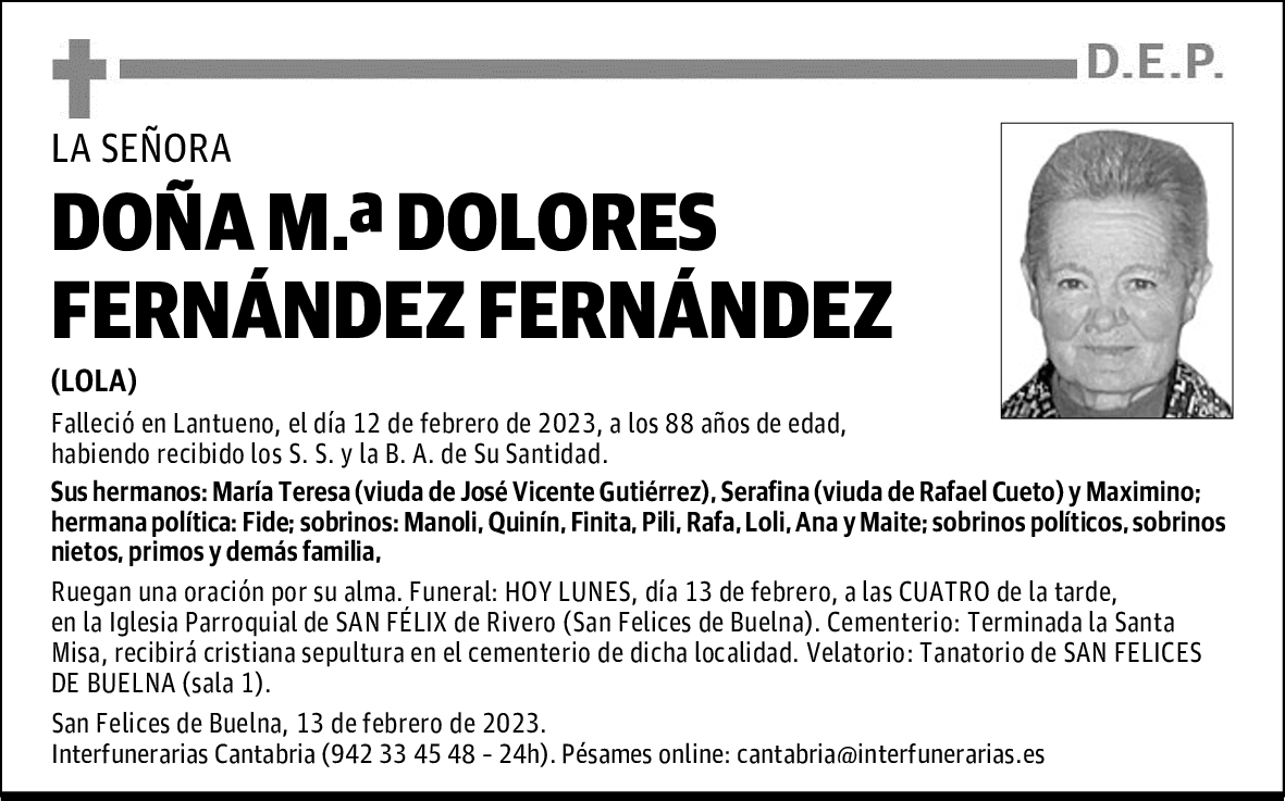 DOÑA M.ª DOLORES FERNÁNDEZ FERNÁNDEZ