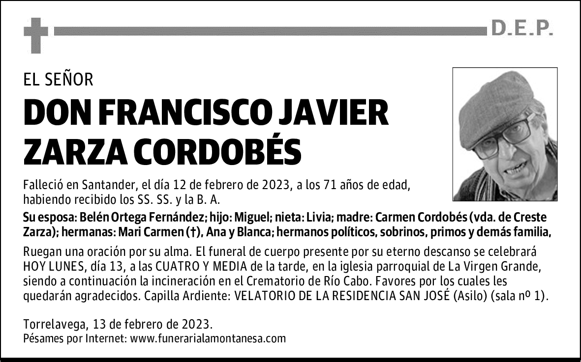DON FRANCISCO JAVIER ZARZA CORDOBÉS