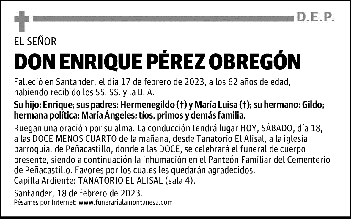DON ENRIQUE PÉREZ OBREGÓN