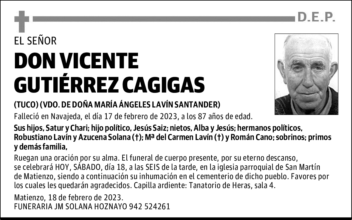 DON VICENTE GUTIÉRREZ CAGIGAS