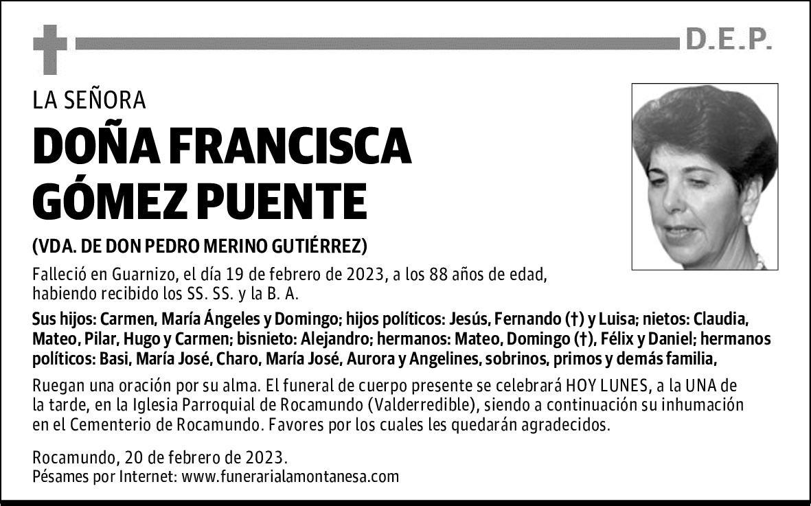 DOÑA FRANCISCA GÓMEZ PUENTE