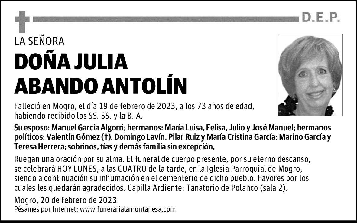 DOÑA JULIA ABANDO ANTOLÍN