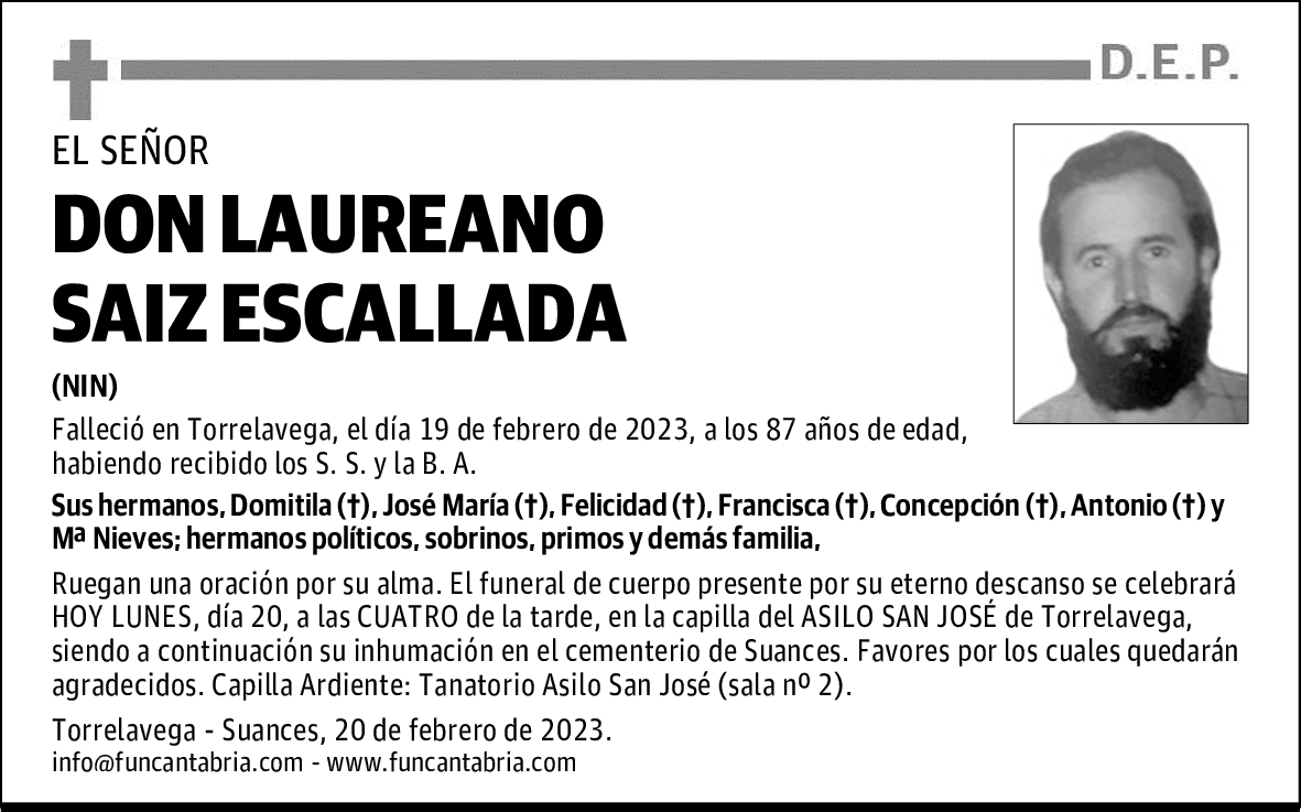 DON LAUREANO SAIZ ESCALLADA