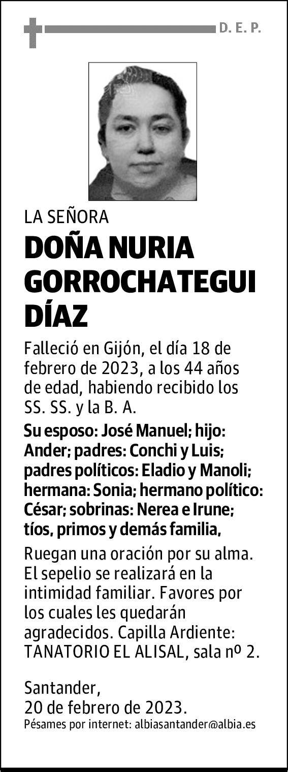 DOÑA NURIA GORROCHATEGUI DÍAZ