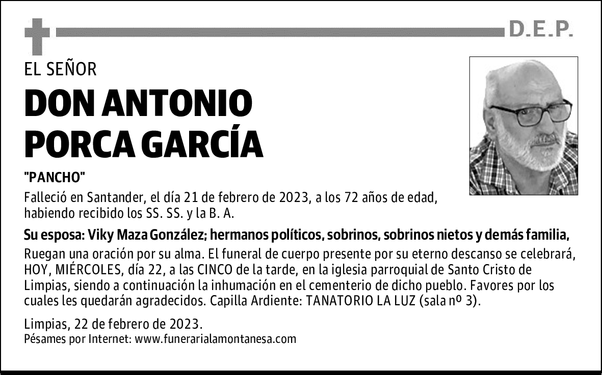 DON ANTONIO PORCA GARCÍA