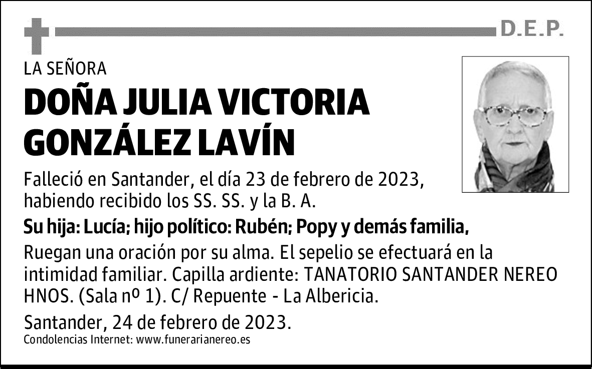 DOÑA JULIA VICTORIA GONZÁLEZ LAVÍN