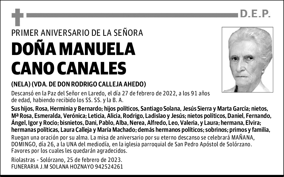 DOÑA MANUELA CANO CANALES
