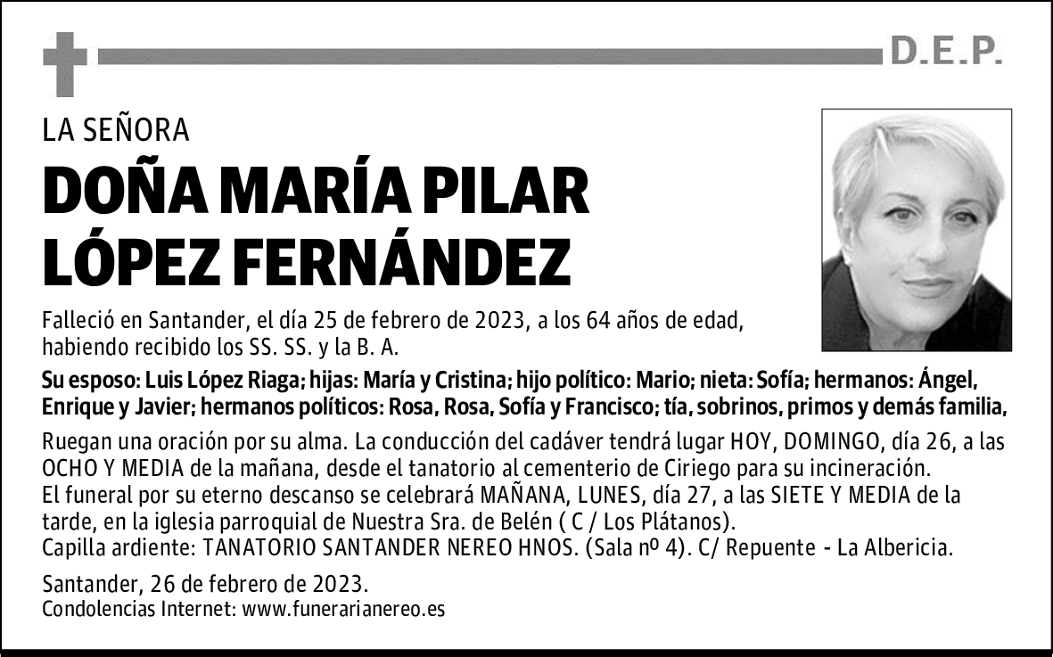 DOÑA MARÍA PILAR LÓPEZ FERNÁNDEZ