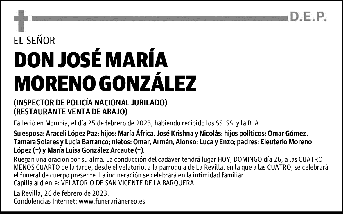 DON JOSÉ MARÍA MORENO GONZÁLEZ