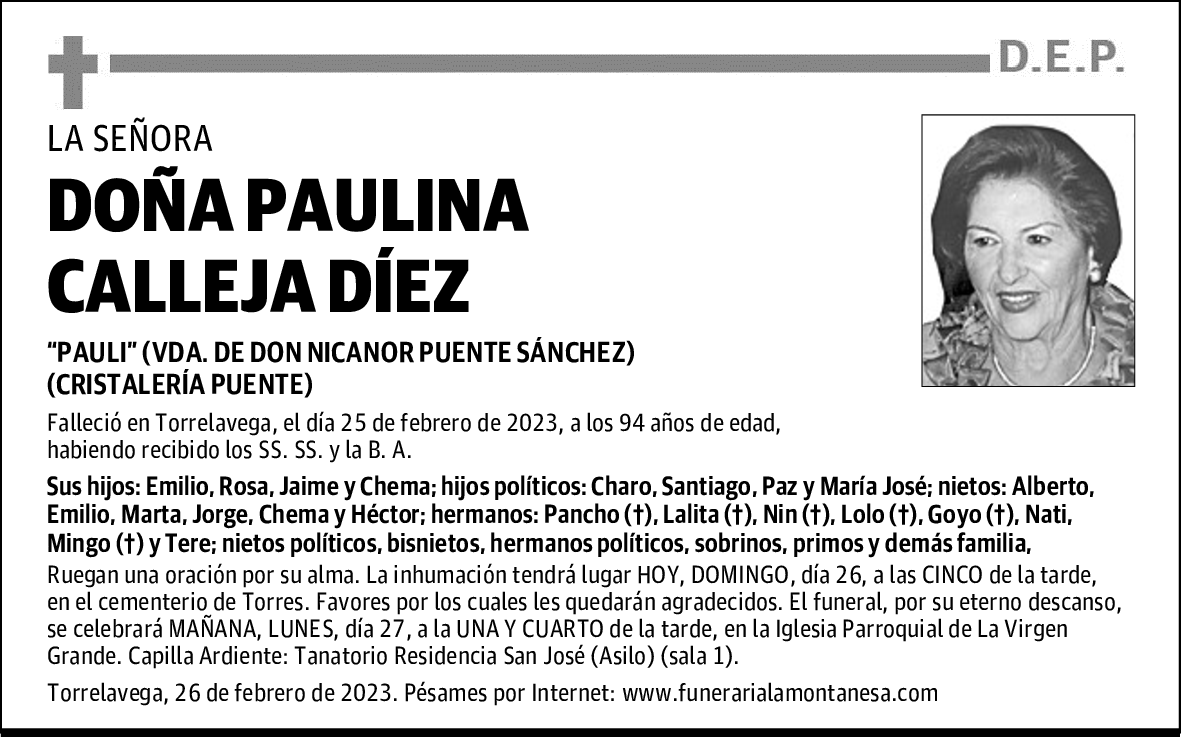 DOÑA PAULINA CALLEJA DÍEZ