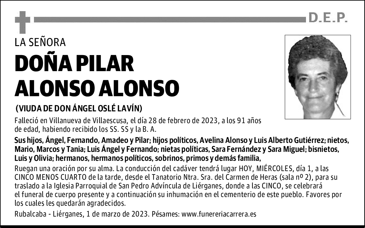 DOÑA PILAR ALONSO ALONSO