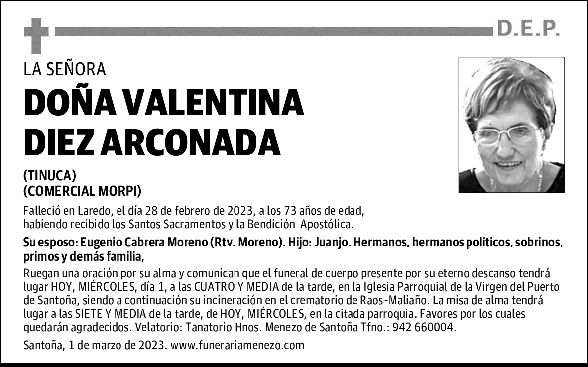 DOÑA VALENTINA DIEZ ARCONADA