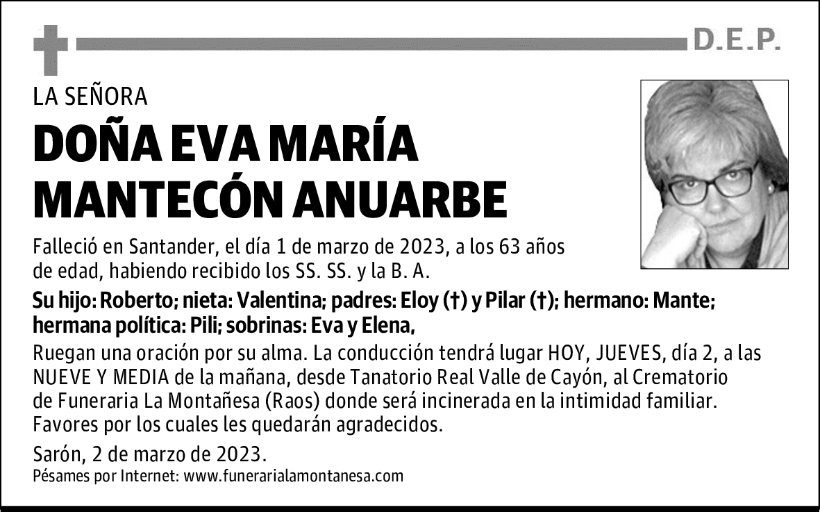 DOÑA EVA MARÍA MANTECÓN ANUARBE