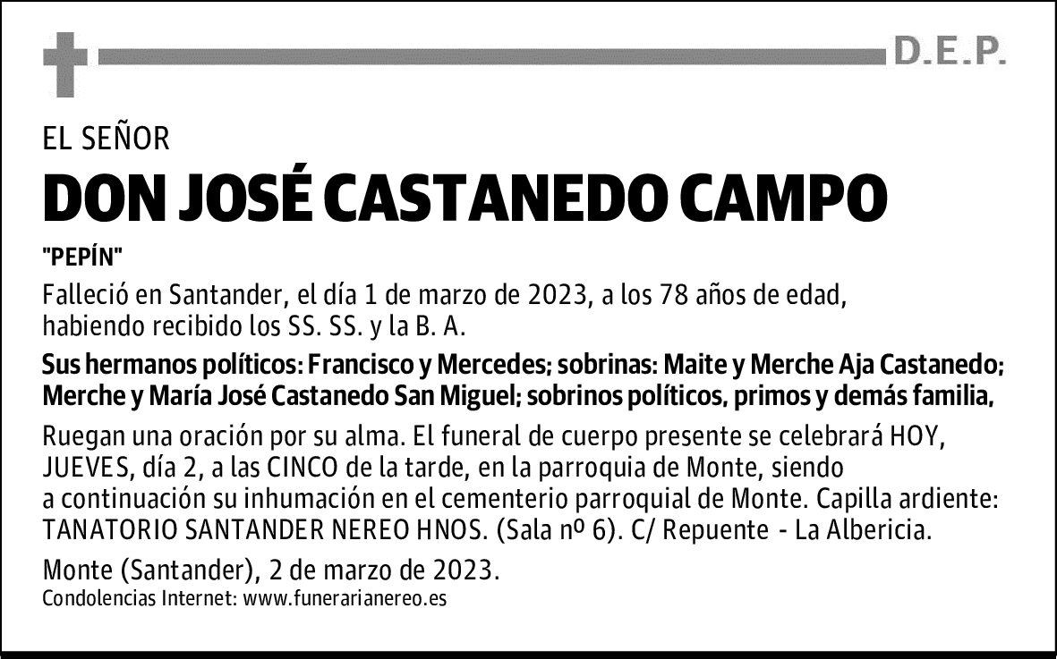 DON JOSÉ CASTANEDO CAMPO