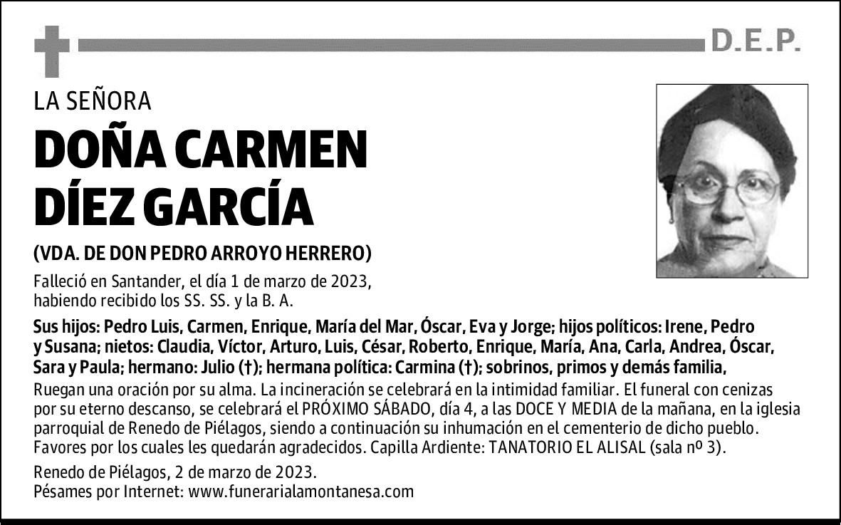 DOÑA CARMEN DÍEZ GARCÍA