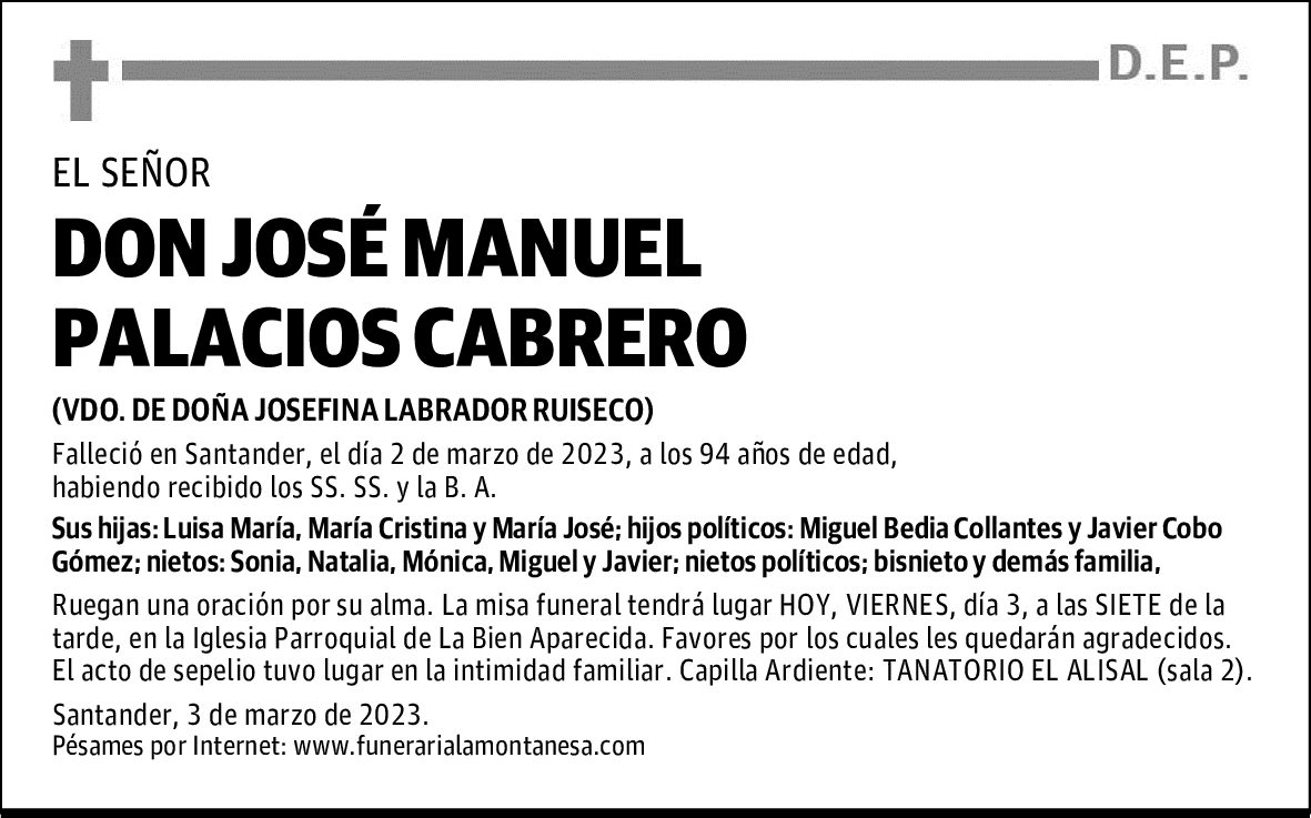 DON JOSÉ MANUEL PALACIOS CABRERO