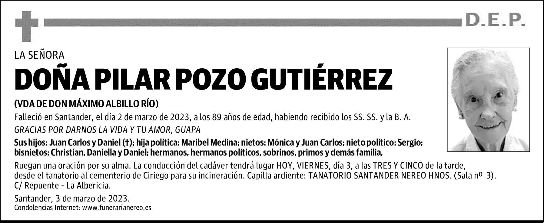 DOÑA PILAR POZO GUTIÉRREZ