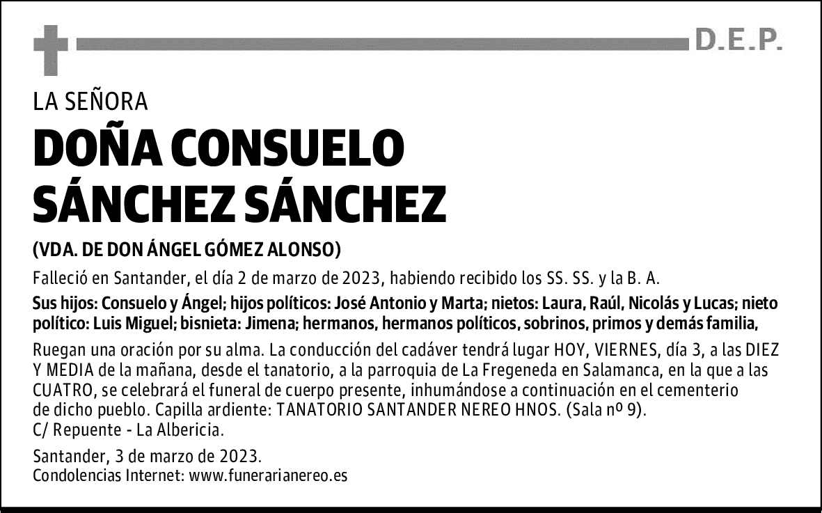 DOÑA CONSUELO SÁNCHEZ SÁNCHEZ