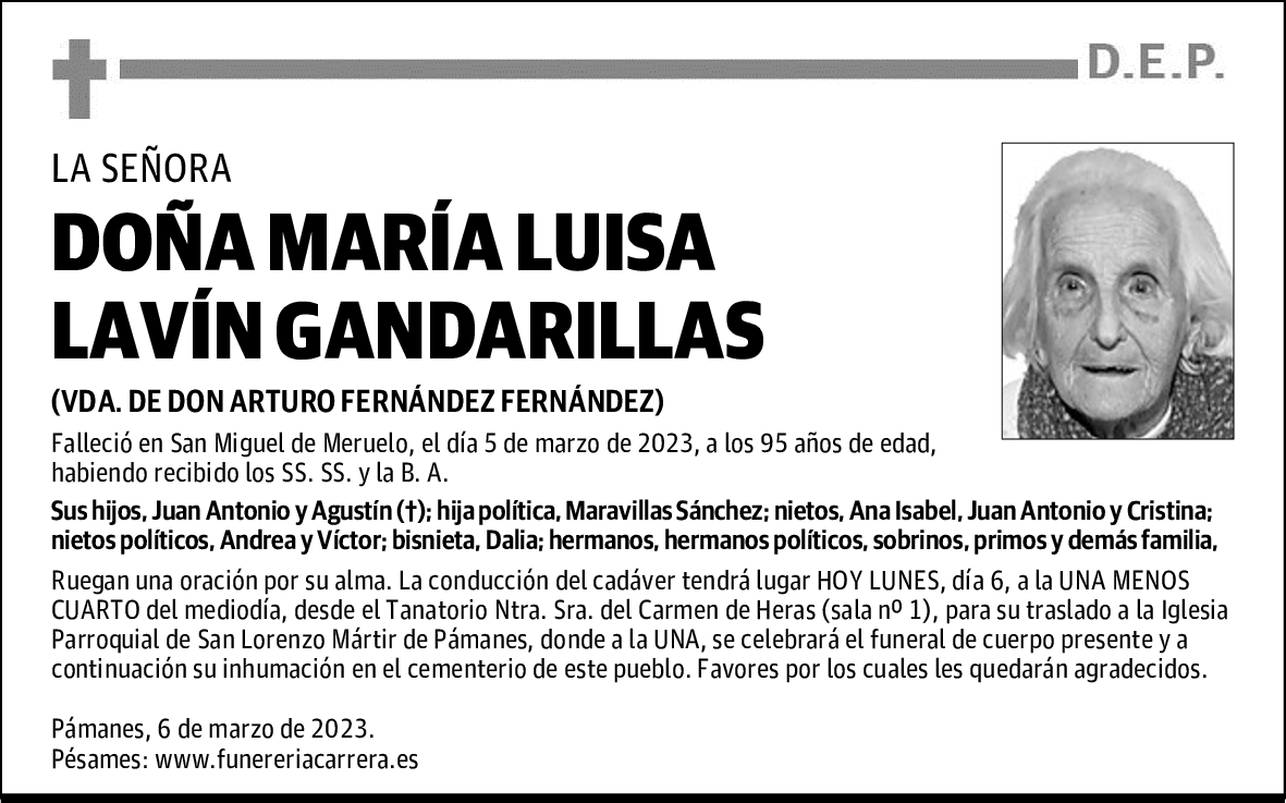 DOÑA MARÍA LUISA LAVÍN GANDARILLAS