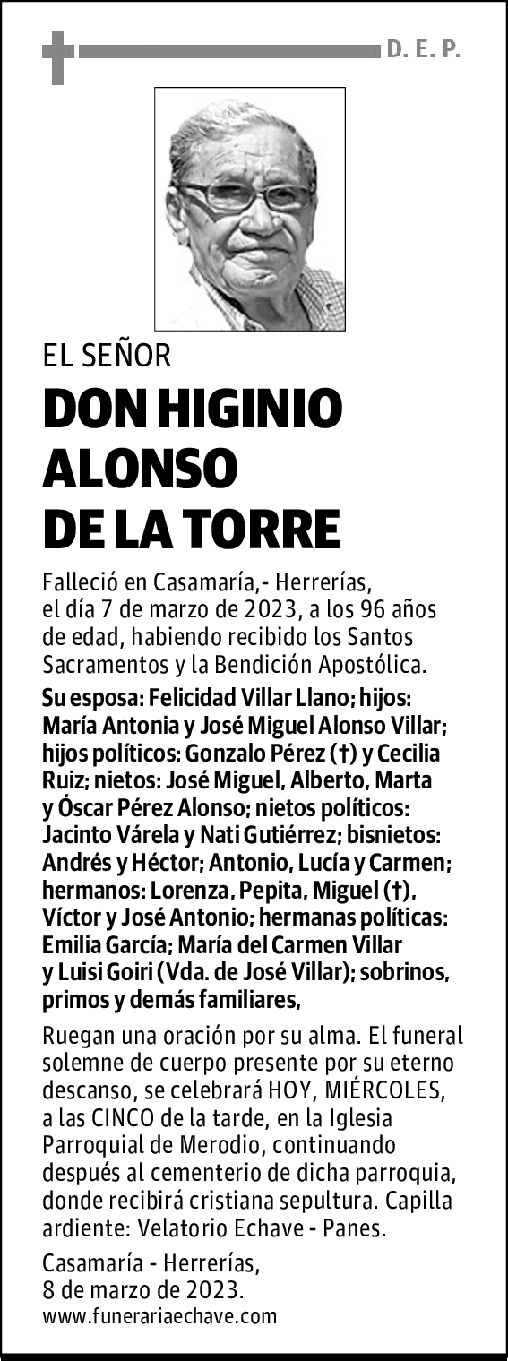 DON HIGINIO ALONSO DE LA TORRE