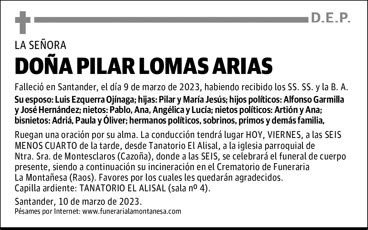 DOÑA PILAR LOMAS ARIAS