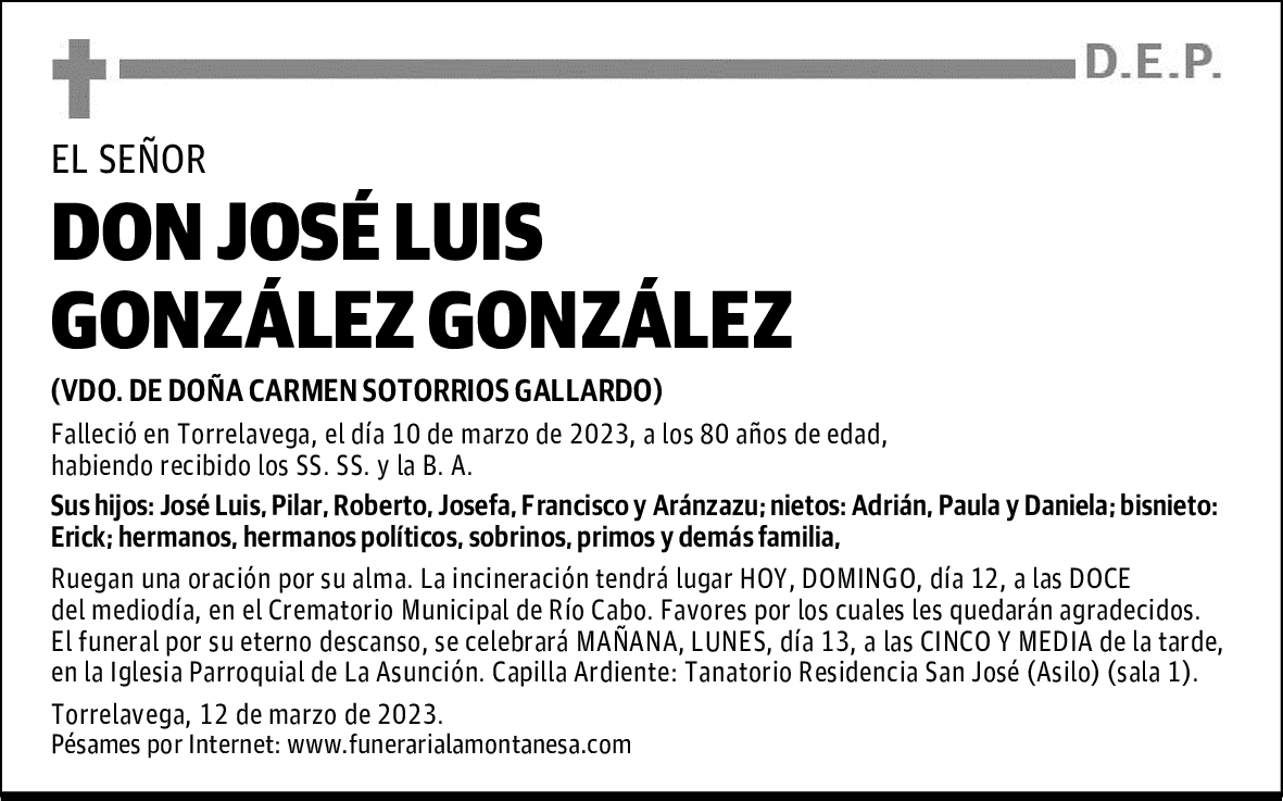 DON JOSÉ LUIS GONZÁLEZ GONZÁLEZ