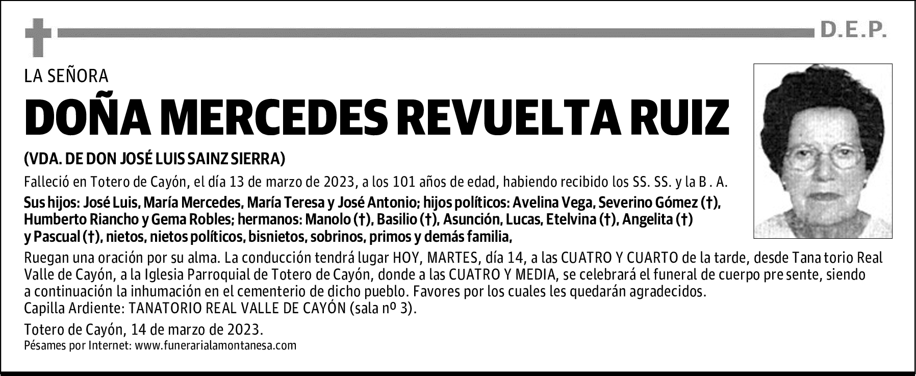 DOÑA MERCEDES REVUELTA RUIZ