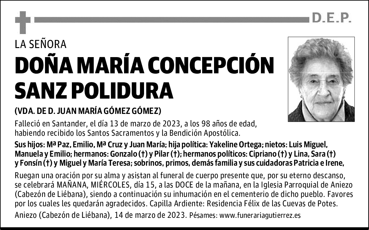 DOÑA MARÍA CONCEPCIÓN SANZ POLIDURA