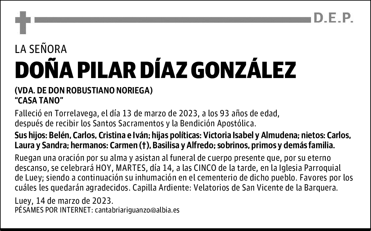DOÑA PILAR DÍAZ GONZÁLEZ