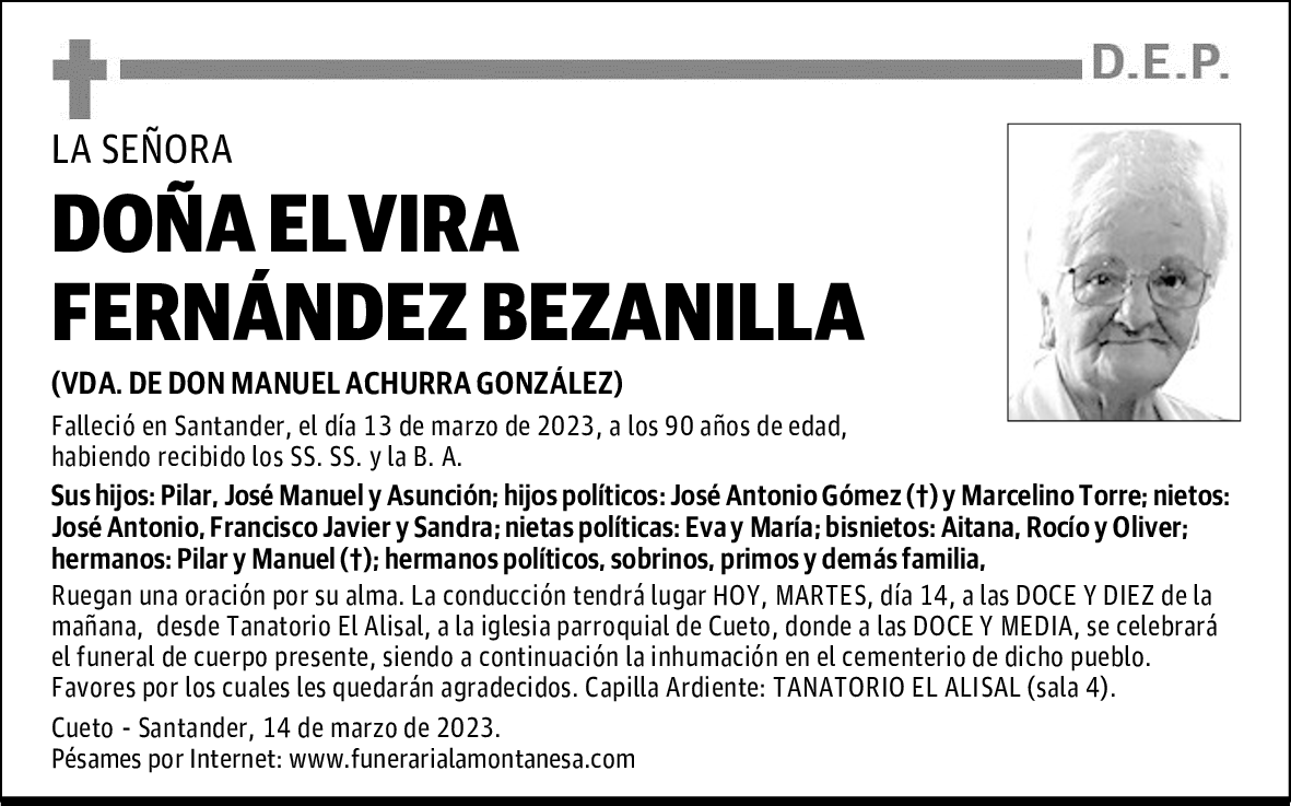 DOÑA ELVIRA FERNÁNDEZ BEZANILLA