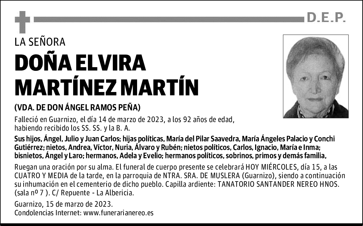 DOÑA ELVIRA MARTÍNEZ MARTÍN