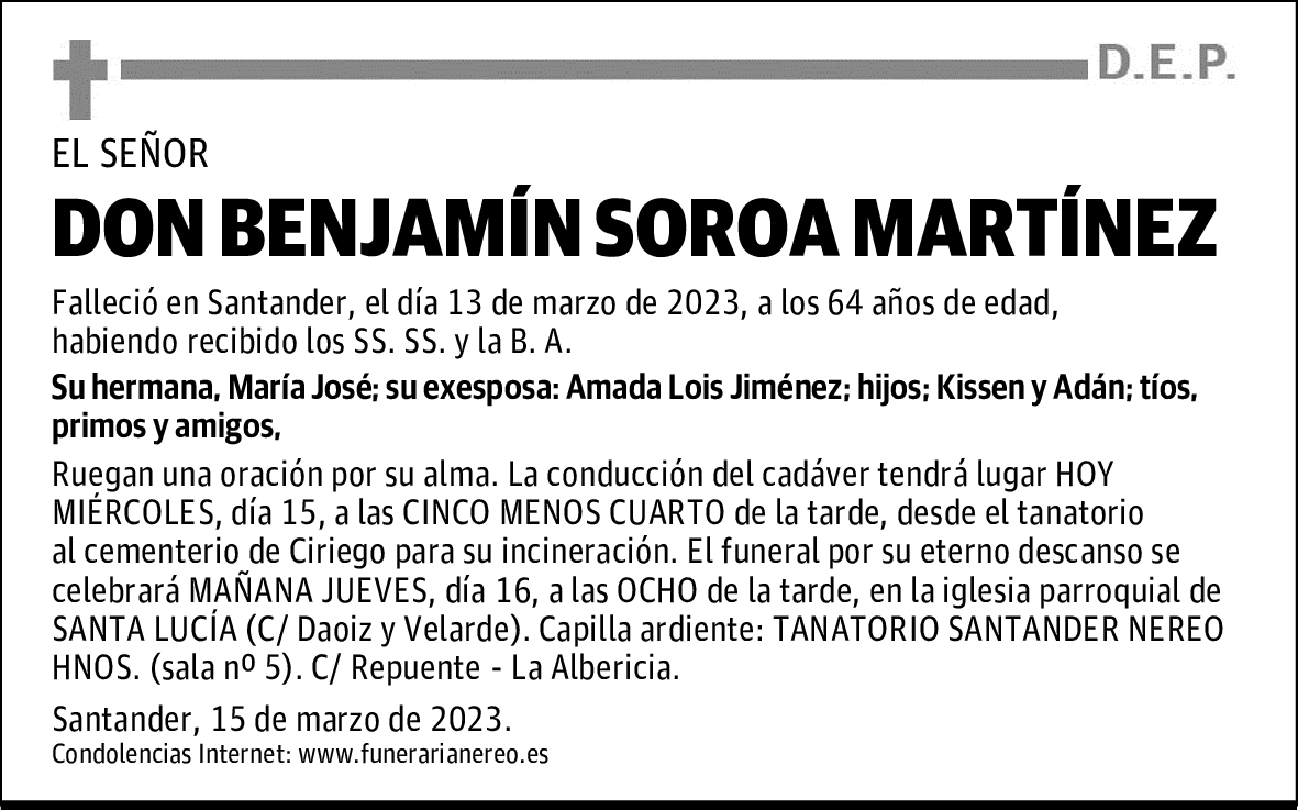 DON BENJAMÍN SOROA MARTÍNEZ
