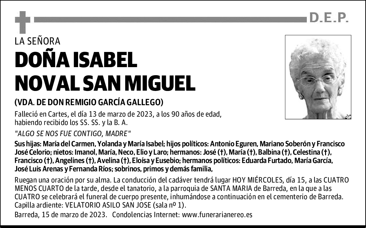 DOÑA ISABEL NOVAL SAN MIGUEL