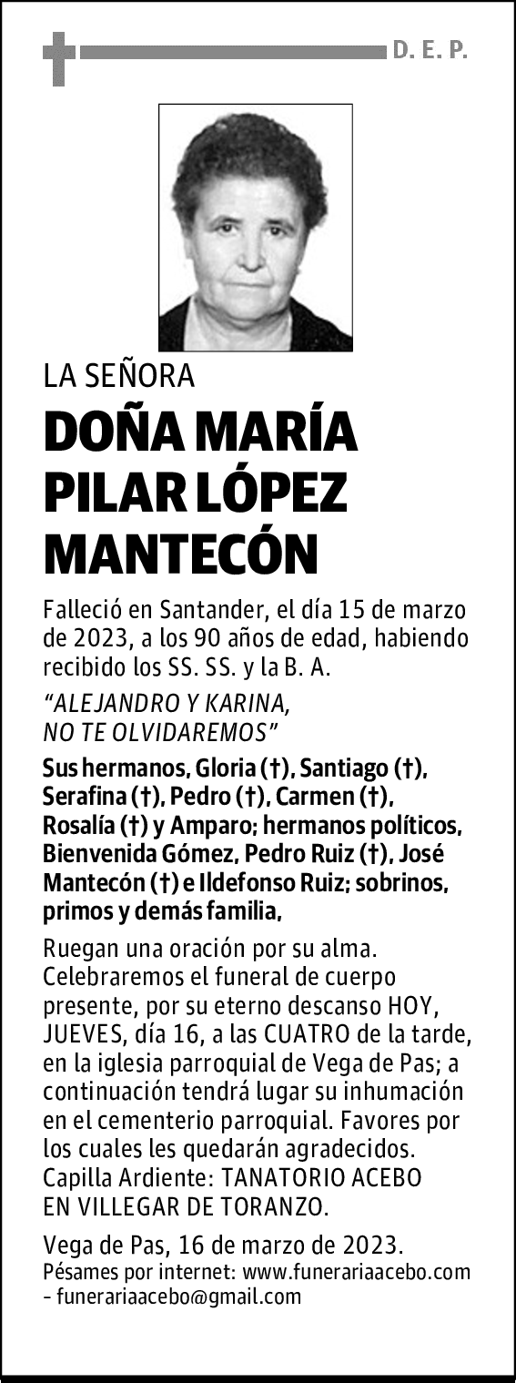 DOÑA MARÍA PILAR LÓPEZ MANTECÓN