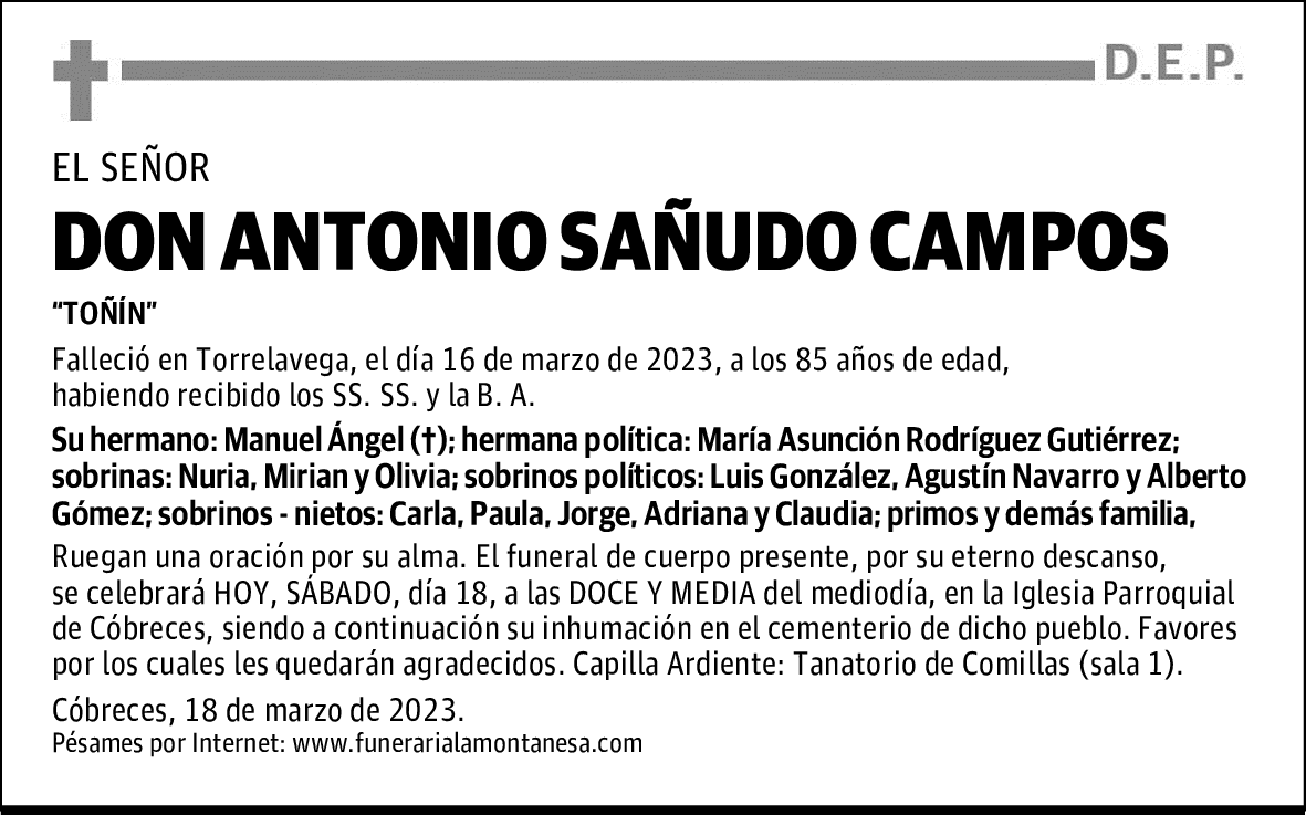 DON ANTONIO SAÑUDO CAMPOS