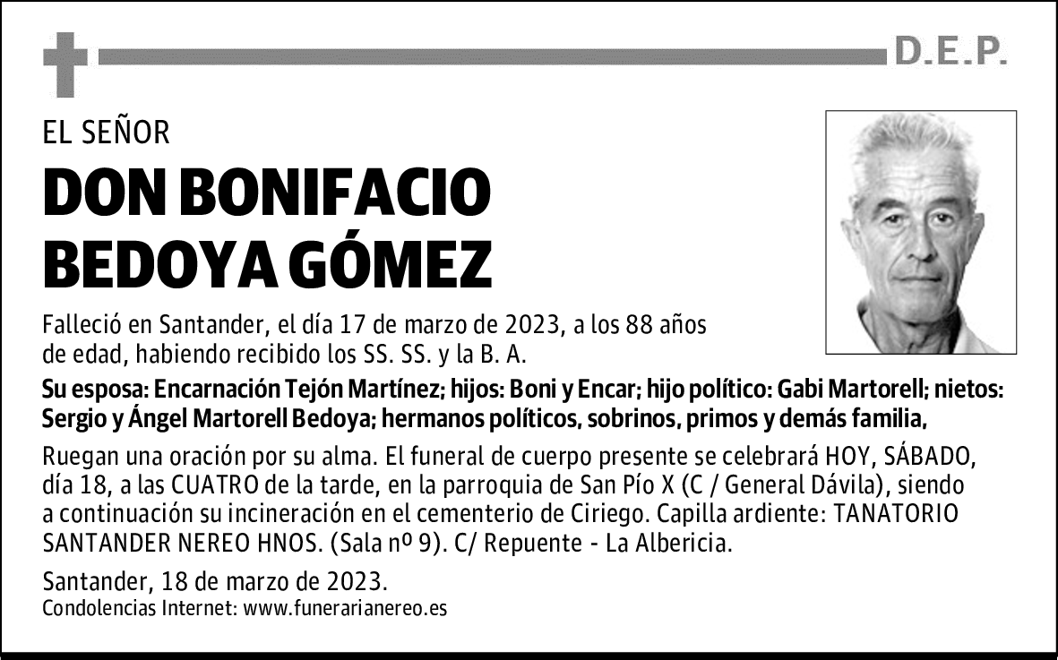 DON BONIFACIO BEDOYA GÓMEZ