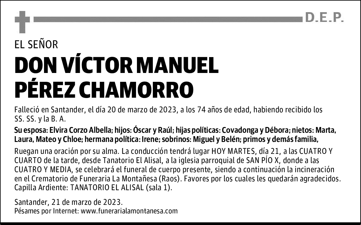 DON VÍCTOR MANUEL PÉREZ CHAMORRO