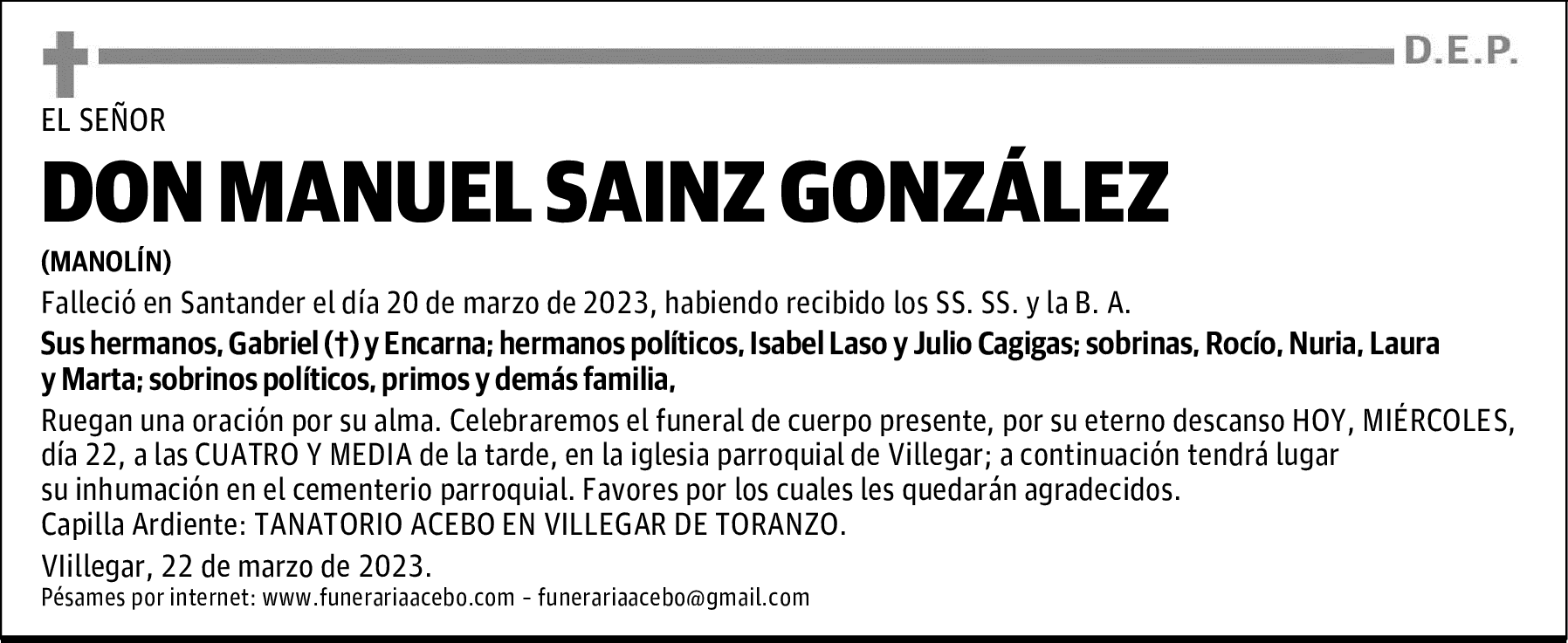 DON MANUEL SAINZ GONZÁLEZ