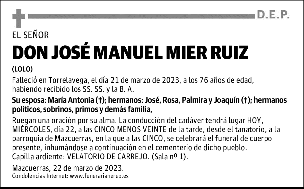 DON JOSÉ MANUEL MIER RUIZ