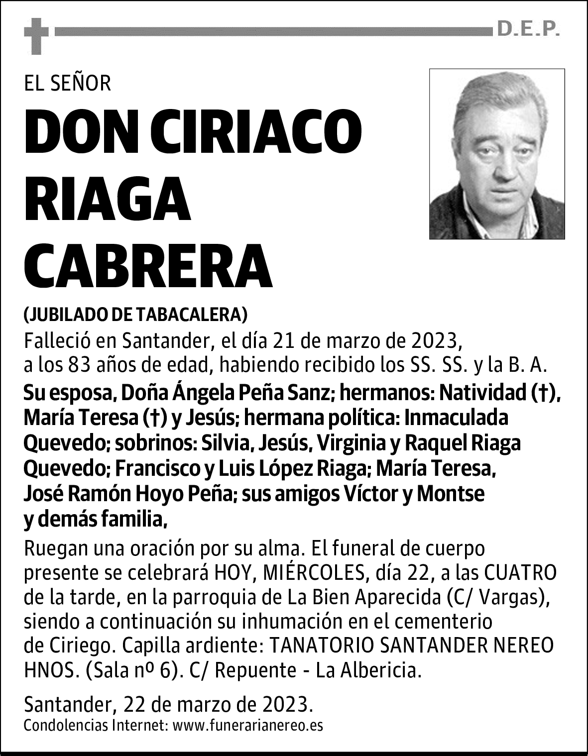 DON CIRIACO RIAGA CABRERA