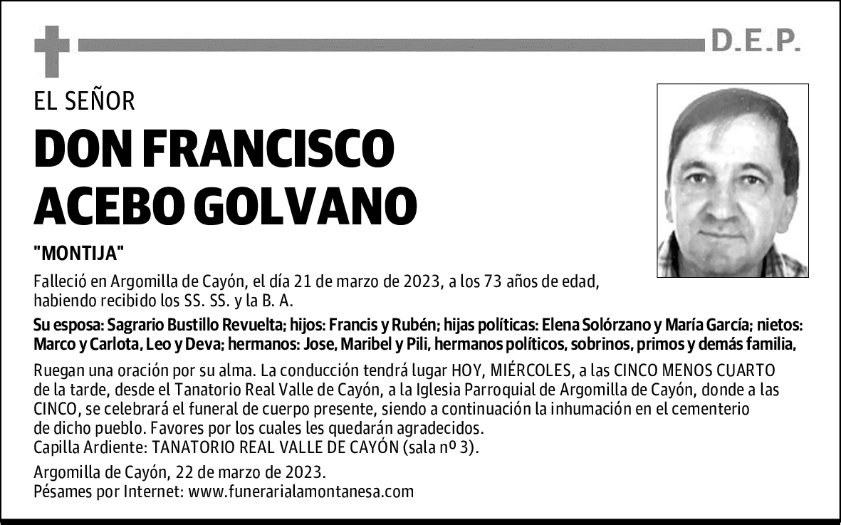 DON FRANCISCO ACEBO GOLVANO