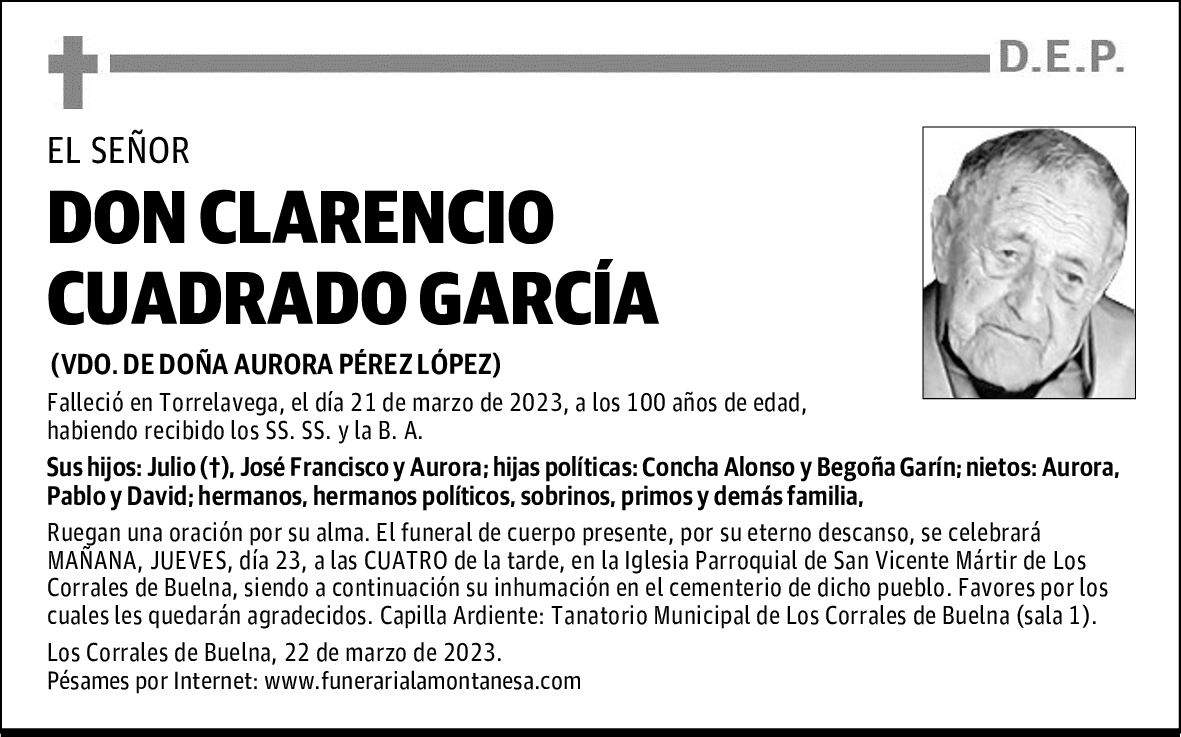 DON CLARENCIO CUADRADO GARCÍA