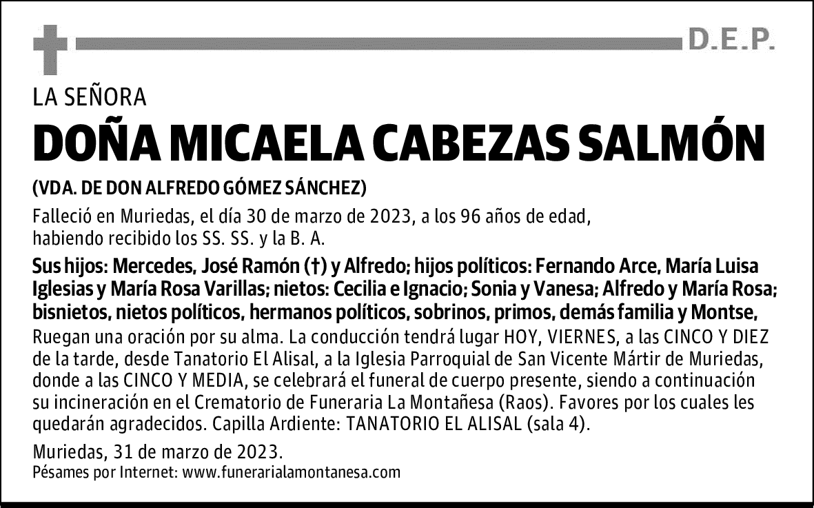 DOÑA MICAELA CABEZAS SALMÓN