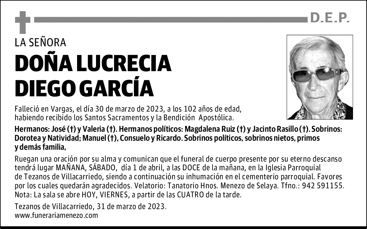 DOÑA LUCRECIA DIEGO GARCÍA