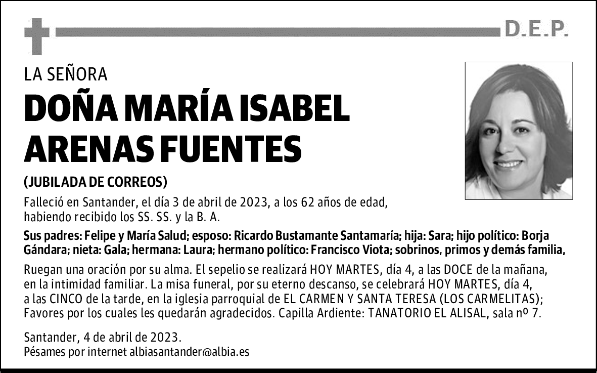 DOÑA MARÍA ISABEL ARENAS FUENTES