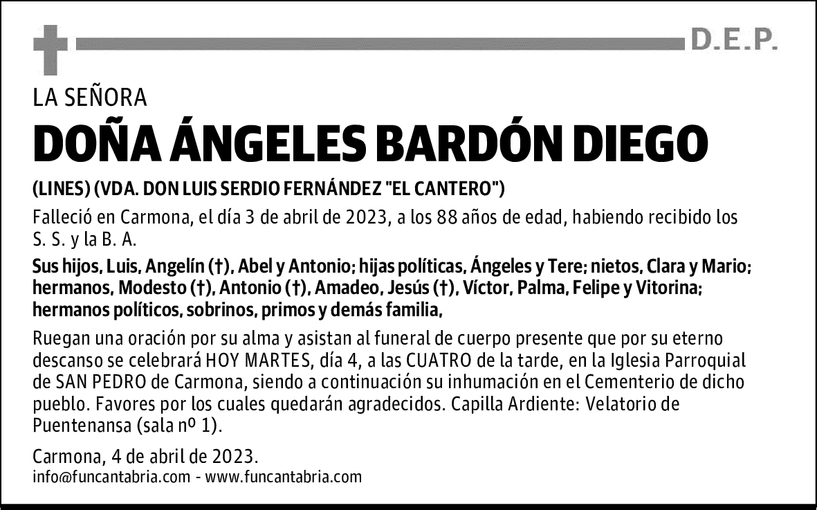 DOÑA ÁNGELES BARDÓN DIEGO