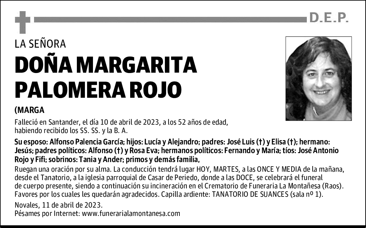 DOÑA MARGARITA PALOMERA ROJO