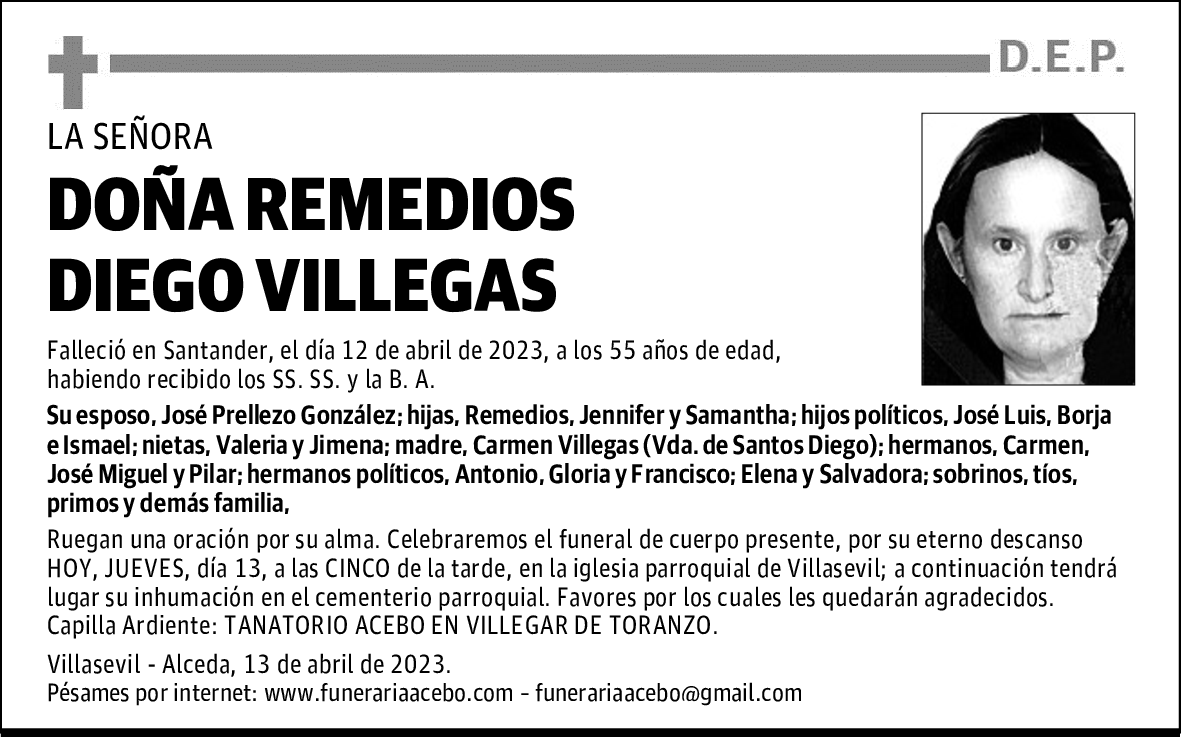DOÑA REMEDIOS DIEGO VILLEGAS