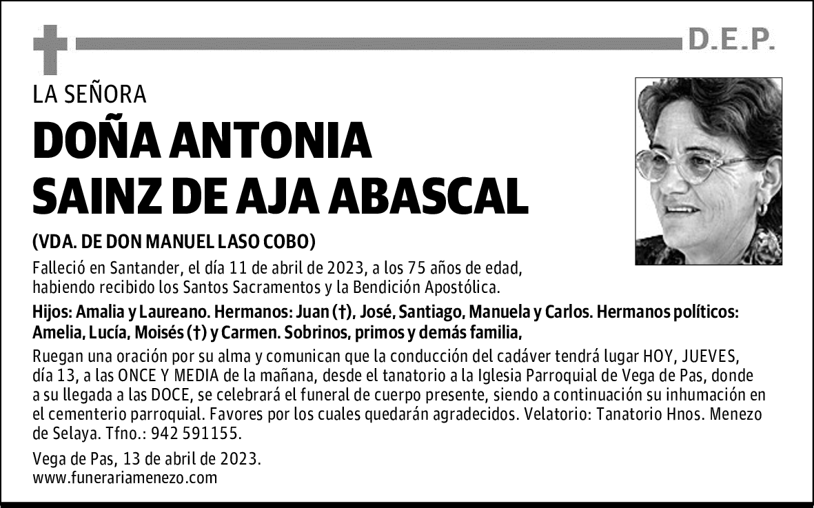 DOÑA ANTONIA SAINZ DE AJA ABASCAL